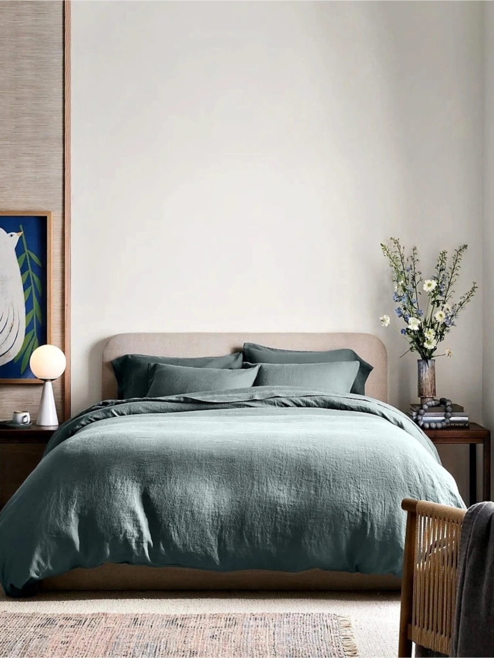 New Quince European Linen Duvet Cover Set Full/Queen MSRP $194 Ocean